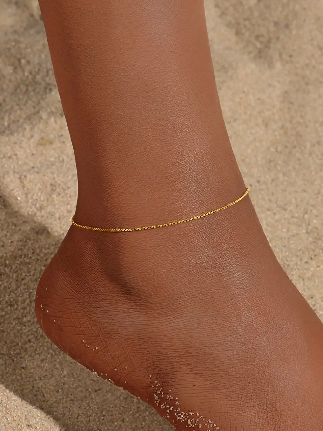 1pc Stainless Steel Minimalist Thin Chain Anklet For Women, Beach Vacation Style Jewelry