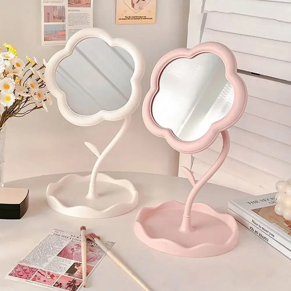 Sunflower Makeup Mirror with Jewelry Storage - Cute Heart Shape, Detachable Hanging & HD Beauty Mirror