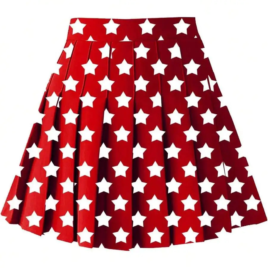 Womens High Waist A-Line Pleated Mini Skirt Solid Color Polyester