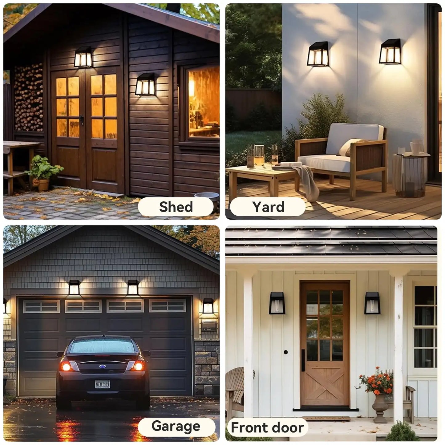 SZRSTH Solar Lights Outdoor, 4 Pack Waterproof Decorations Lights for Deck Fence Garden Front Door