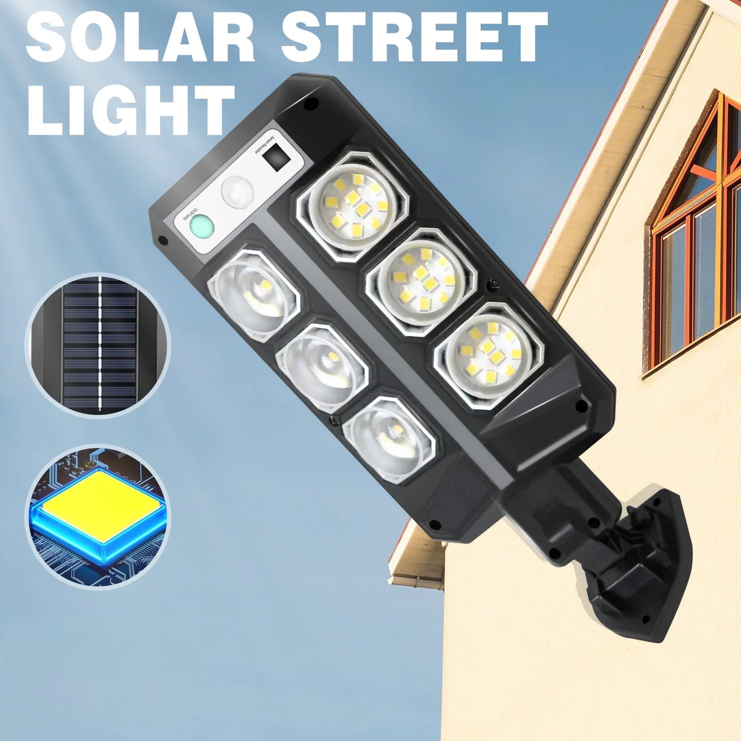 2Pcs Solar Street Lights, White Light/Three-Level Adjustment, Remote Control, Outdoor Street Lights with Smart Motion Sensor, Three White Light Modes, Suitable for Outdoor, Garden Lighting