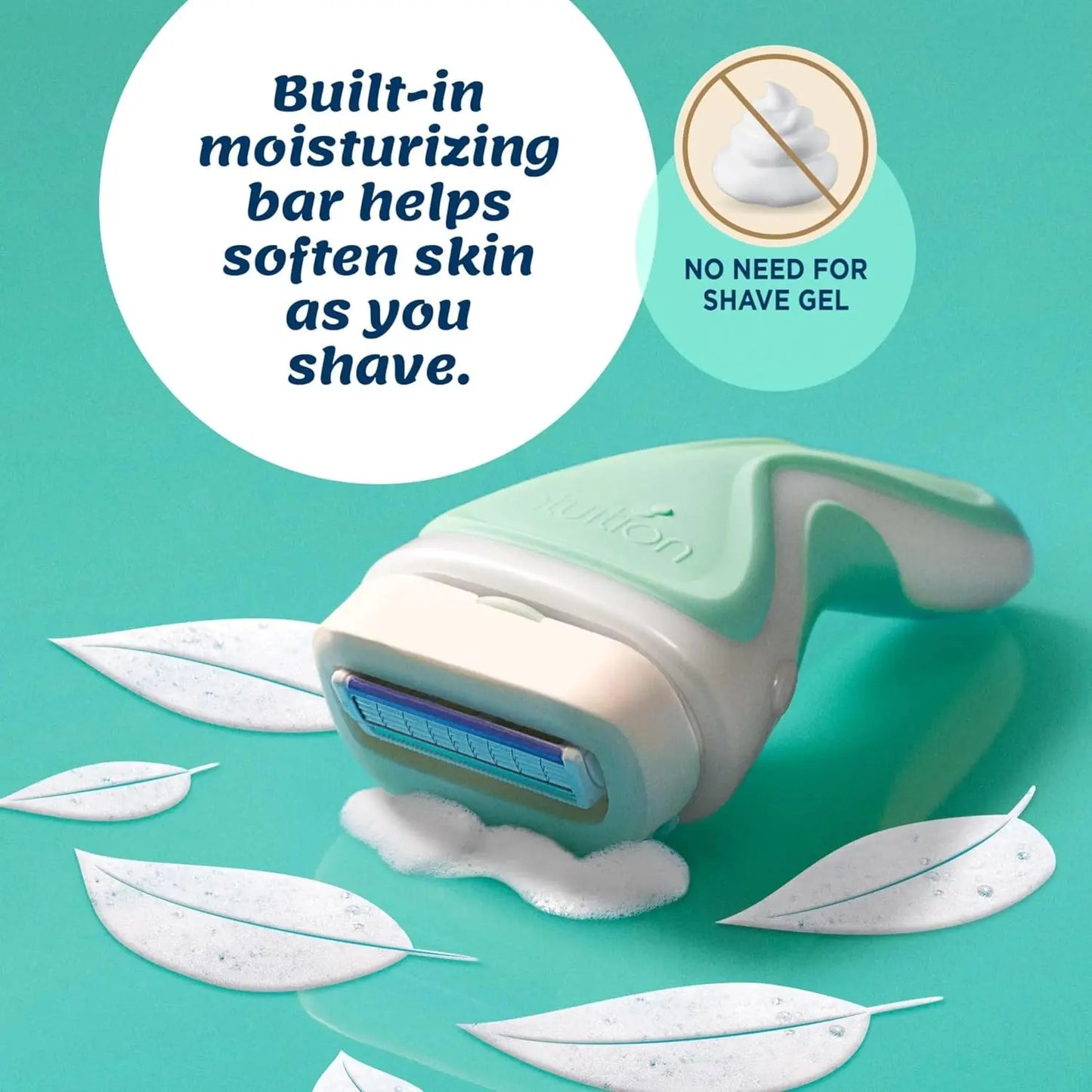 Women's Razor with 4 Refills - Aloe & Vitamin E Moisturizing Blades for Sensitive Skin, Pivoting Head