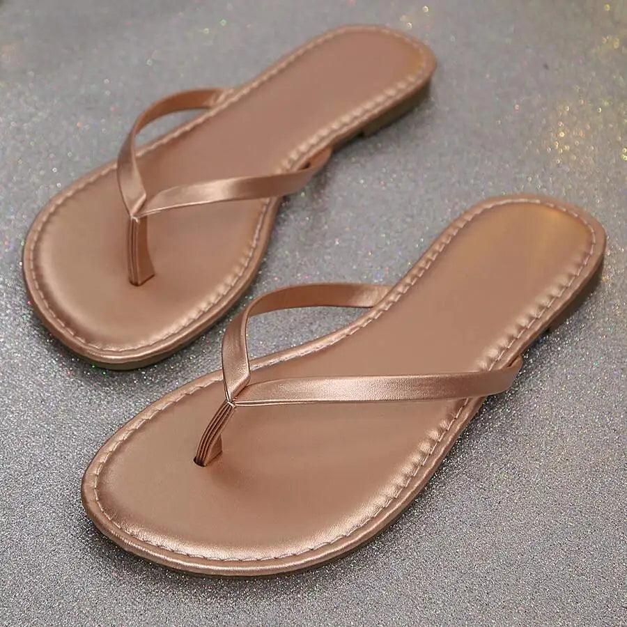 Women White Flip Flops Flat Thong Sandals For Beach Summer Casual Comfortable Outdoor Indoor