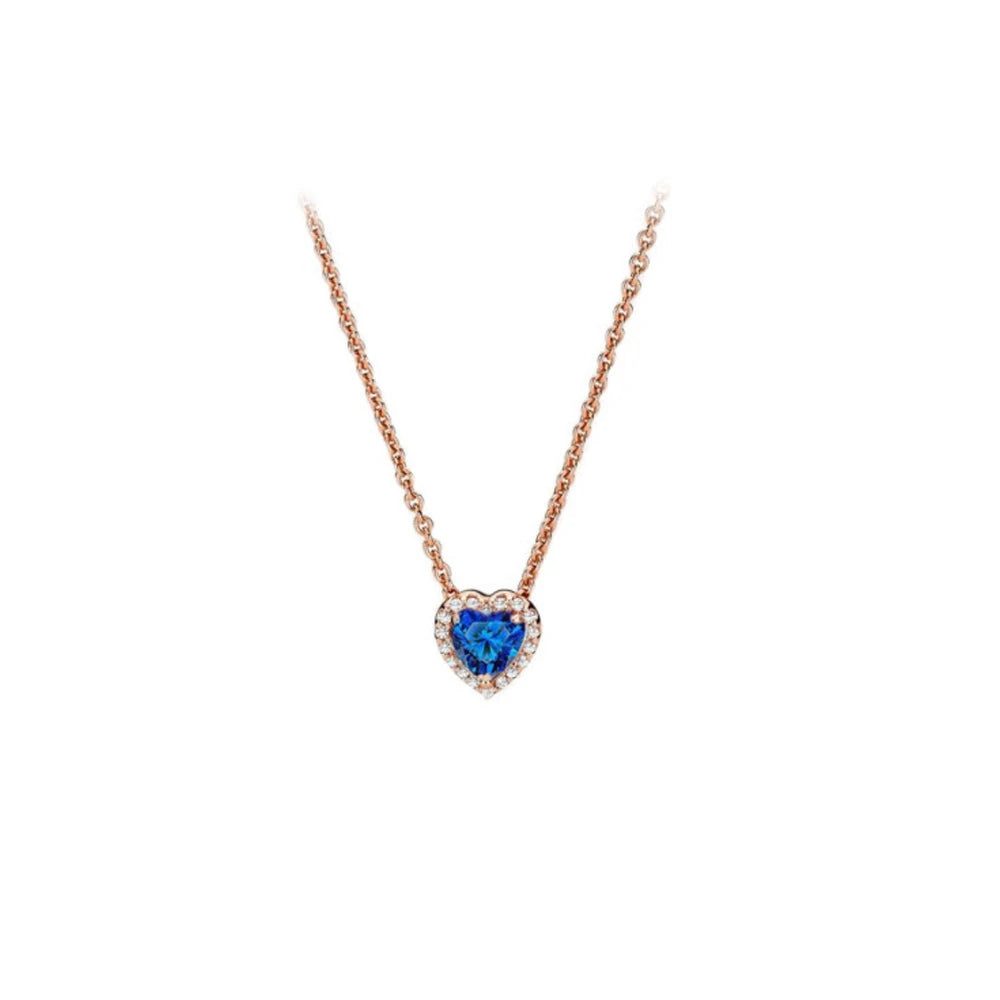 New colored heart-shaped crystal silver necklace accessories jewelry high-end women's romantic gift