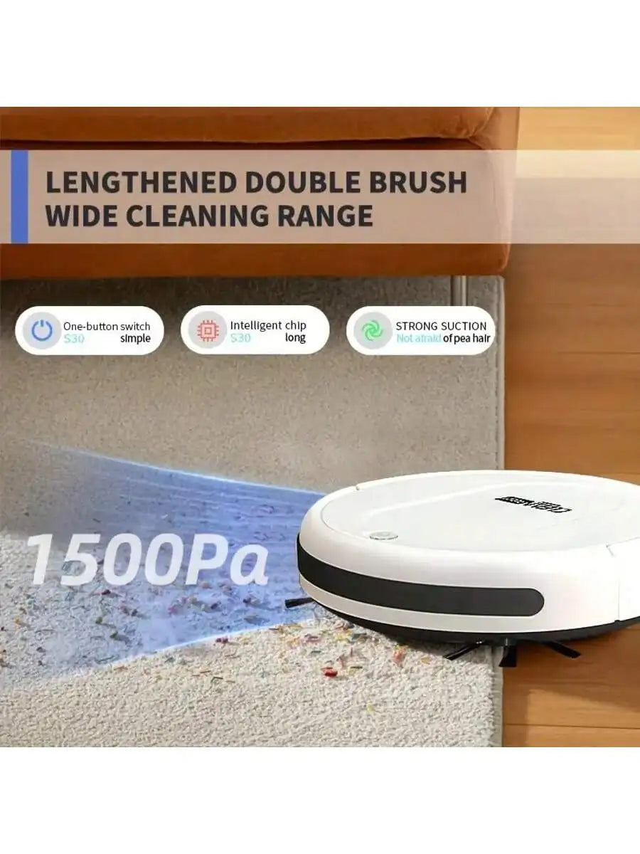 Three in One Vacuum Cleaner, Suitable for Floor Cleaning, Pet Hair Cleaning, Paper and Garbage Cleaning, Multi-functional Robot Vacuum Cleaner, 1500Pa Suction, 150 Minute Battery Life, Powerful Cleaning Upgraded
