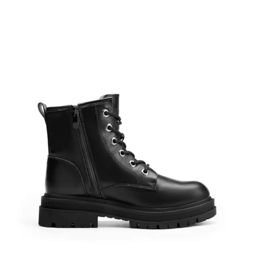 Combat Boots Ankle Booties Lace-up Platform Side Zipper Lug Sole Boots Ankle Boots for Women