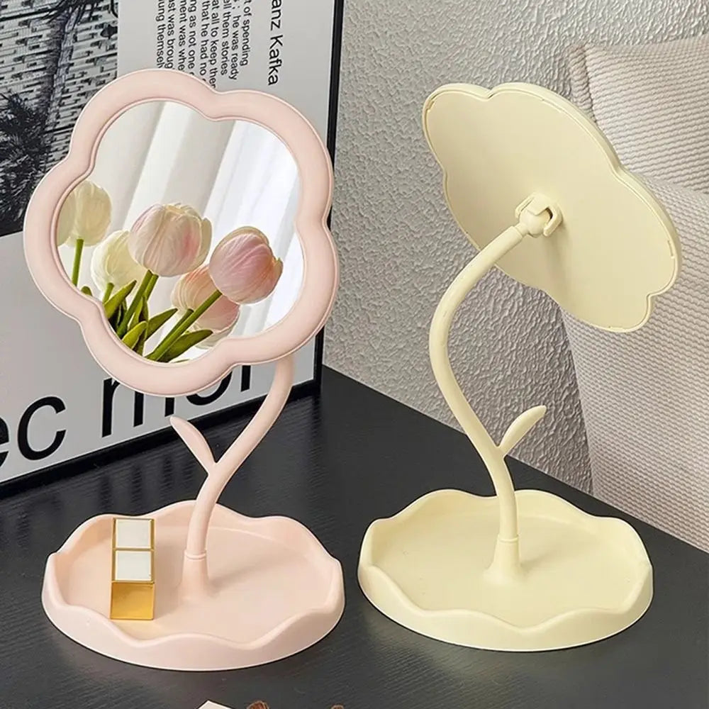 Sunflower Makeup Mirror with Jewelry Storage - Cute Heart Shape, Detachable Hanging & HD Beauty Mirror
