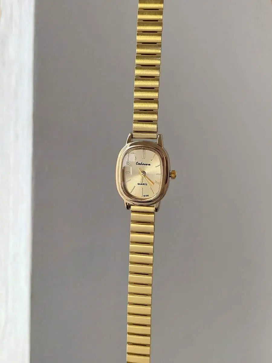 1pc Women's Square Gold Quartz Watch, Exquisite Minimalist Retro Style, Suitable For Daily Wear And An Ideal Gift For Life