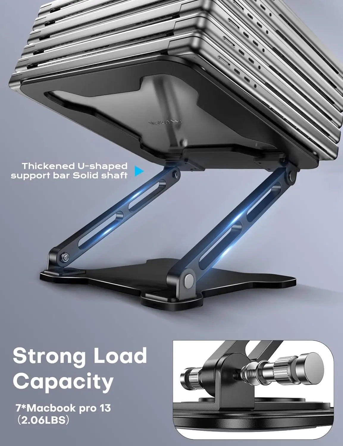 Adjustable Laptop Stand for Desk, Metal Foldable Riser Holder, Portable Ventilated Cooling Stand for 10-15.6" Laptops