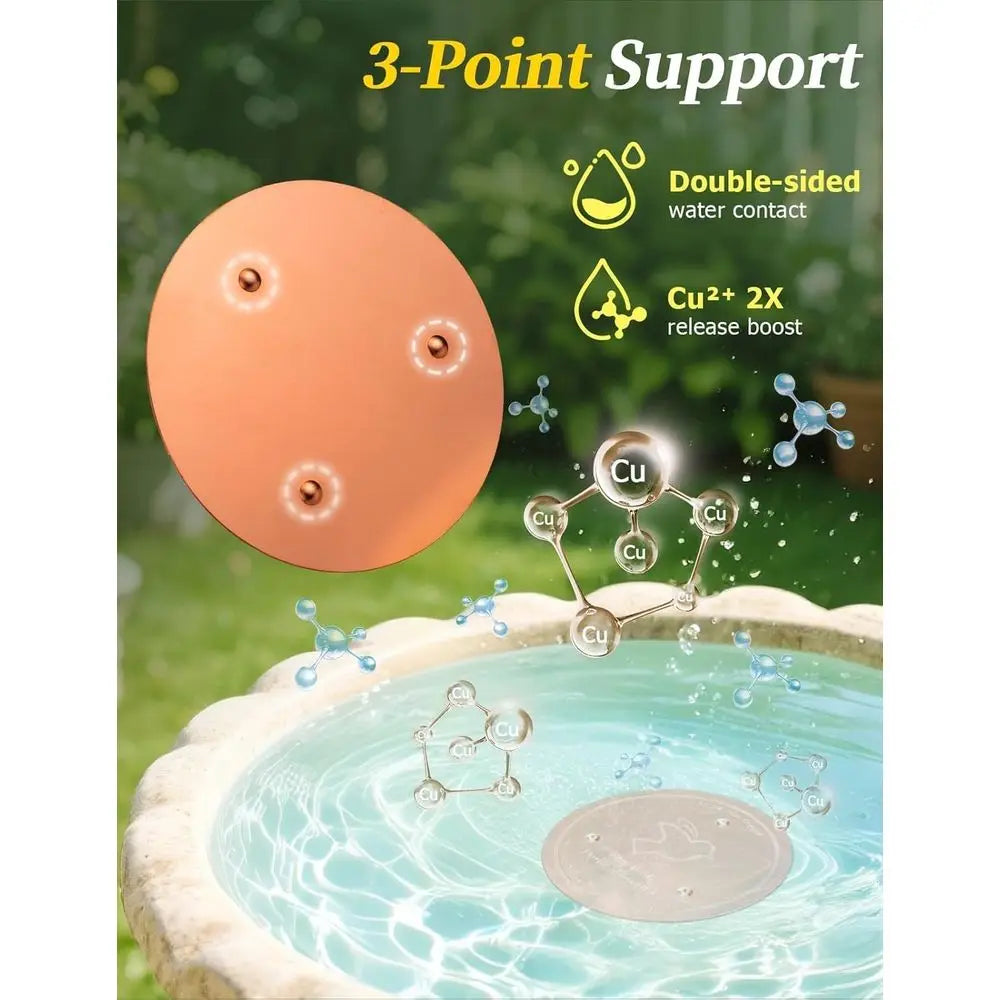 Bird Bath Copper Disc, 0.6mm Reinforced 99.99% Pure Copper Cleaning Disk or Physical Safe Clean Water All-Season, Suitable for I