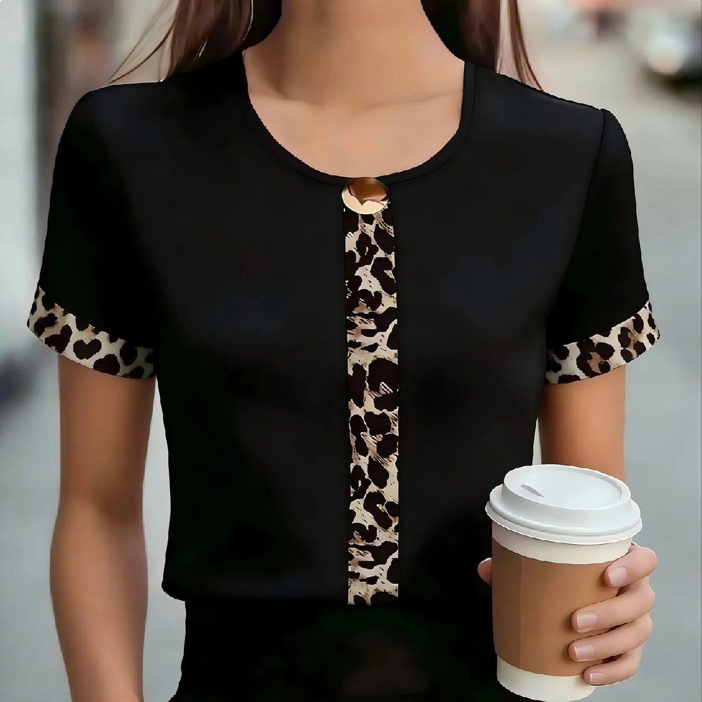 Temperament Loose Woman Shirt Fashion Casual Blouse Elegant Short Sleeve Holiday Weekend Top