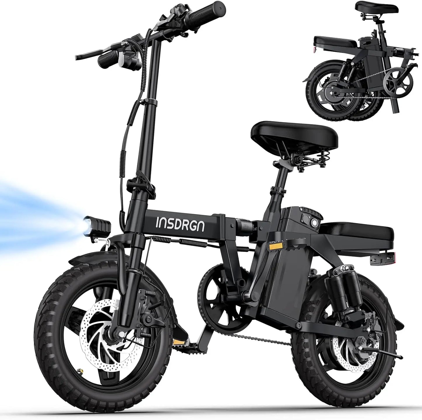 Electric Bike for Adults and Teens,14" Folding Adult E Bike with 650W Peak Motor,20MPH,28Miles Range,Advanced 9-Point Suspension