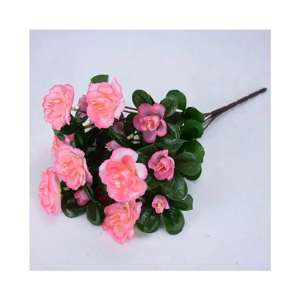 Outdoor Fall Artificial Red Azalea High Quality Flowers Bushes UV Resistant Decor Fake Flowers Home Decorations Small For Garden