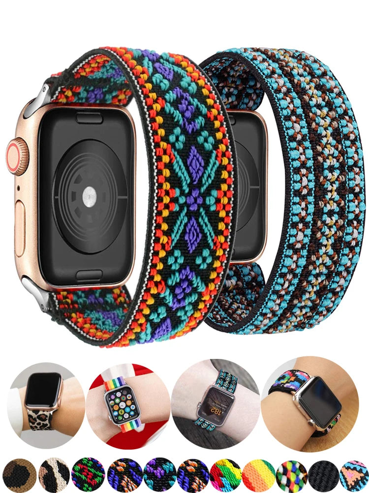 Scrunchie Strap for Apple watch band 40mm 44mm 42mm 45mm 41mm 49mm Elastic solo loop bracelet iWatch series 3 se 6 7 8 9 ultra 2