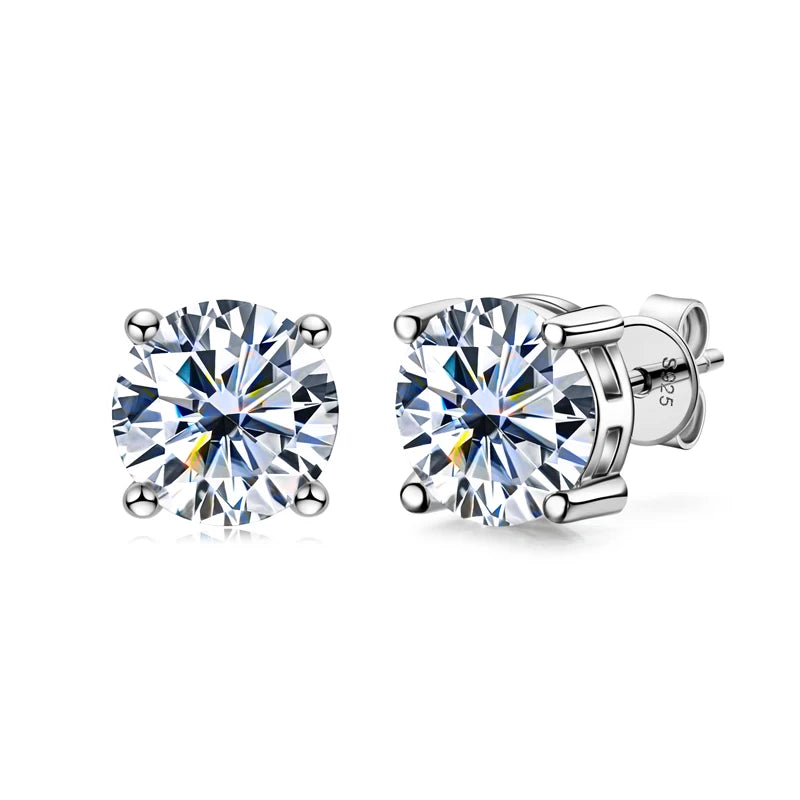 OXTAO With Certified D VVS1 Moissanite Stud Earrings Female Jewelry Sterling Silver S925 Piercing Earrings Wedding Jewelry Gift