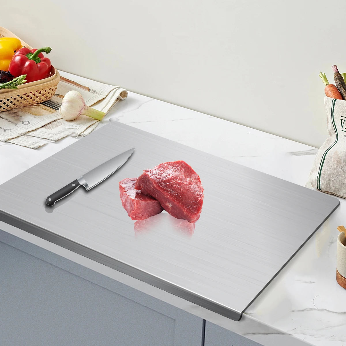 304 Stainless Steel Cutting Board Butcher Block Household Rolling Board Kitchen Supplies Food Preparation Meal Prep Tools