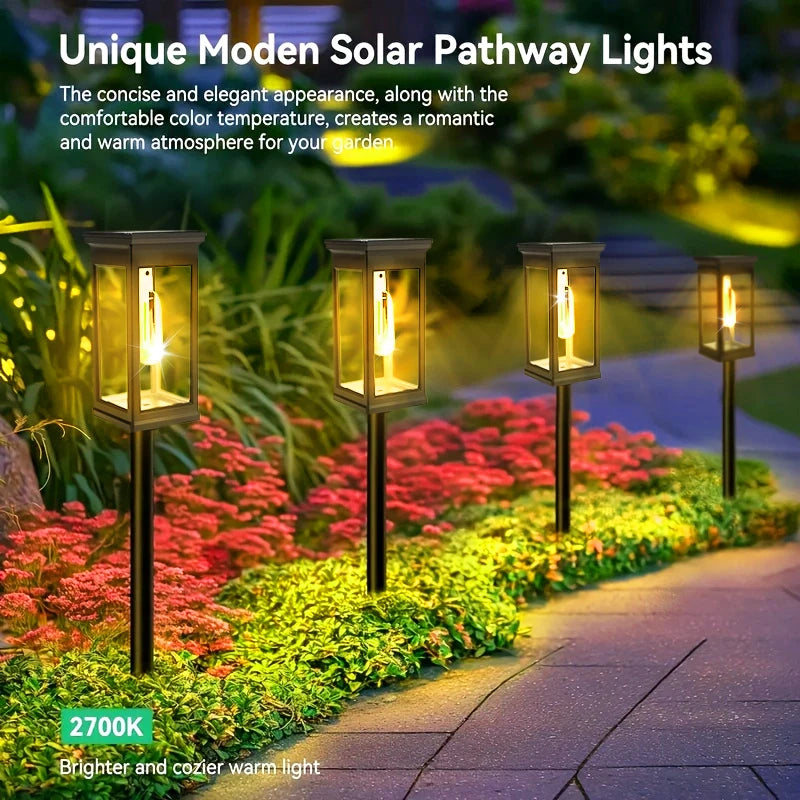 4/6 PCS Solar Pathway Light Outdoor Auto On/Off at Dusk Outdoor Waterproof Solar Lamp Garden Yard Patio Walkway Driveway Camping Decor Landscape Lighting Utomatic Pathway Lighting