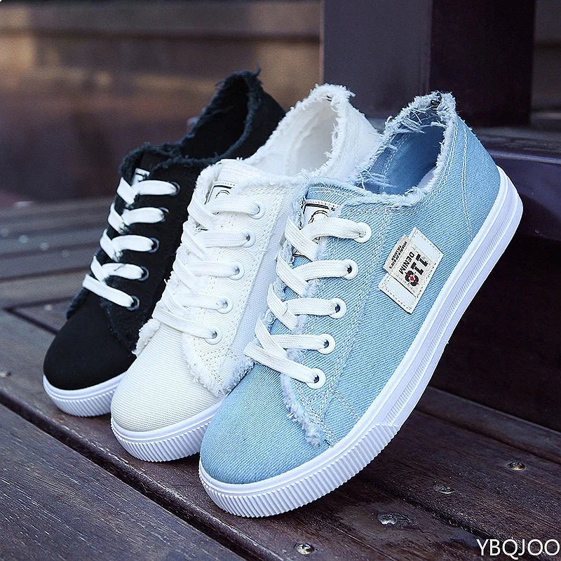 Ladies Versatile Canvas Shoes Casual Comfort Women Sneakers Lightweight White Sports Flats Fashion Student Zapatos Mujer