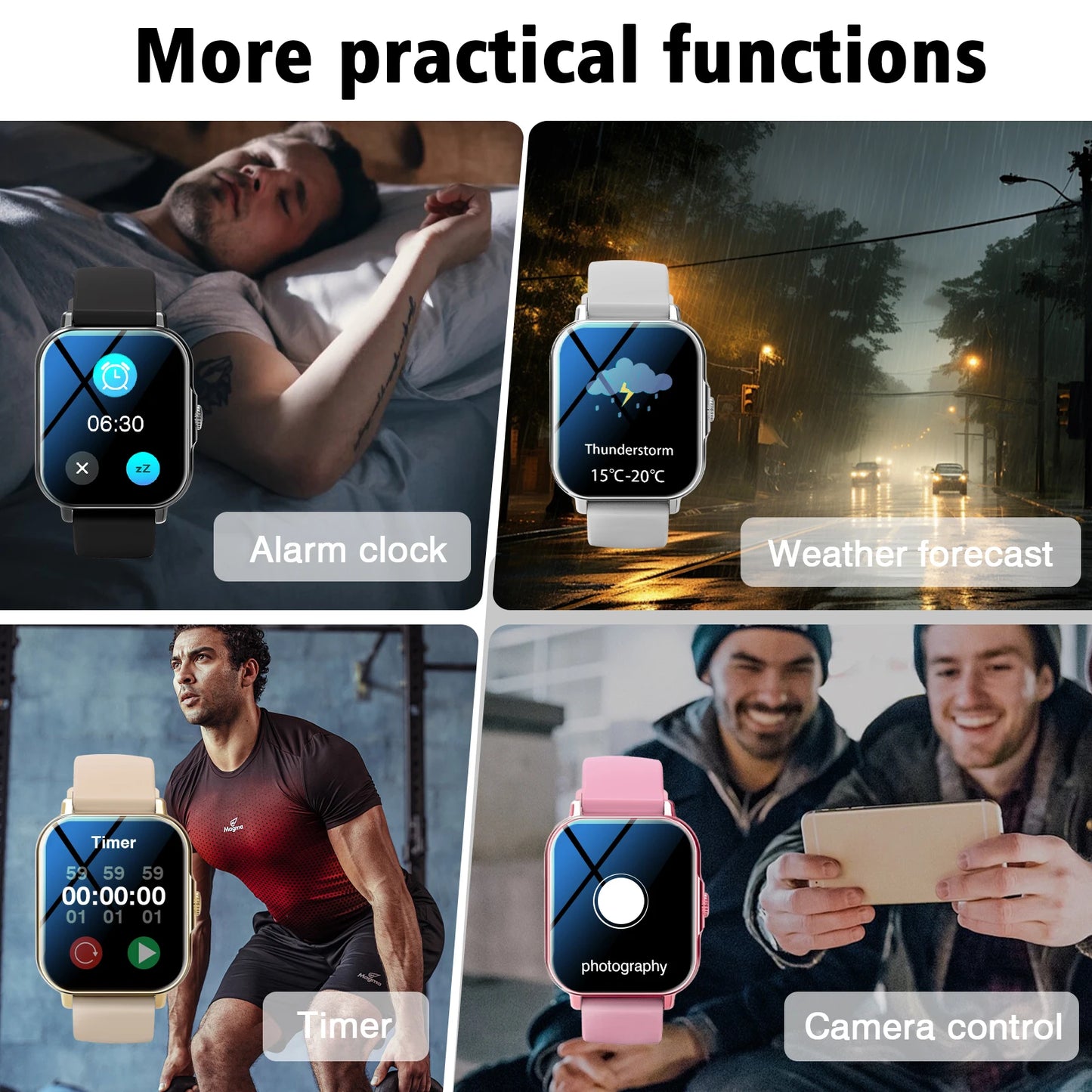 Smart Watch,Unisex Fitness Tracker ,Wireless Calling, Music Play,Weather Forecast ,Alarm Clock,Call Alerts, for Android & Iphone