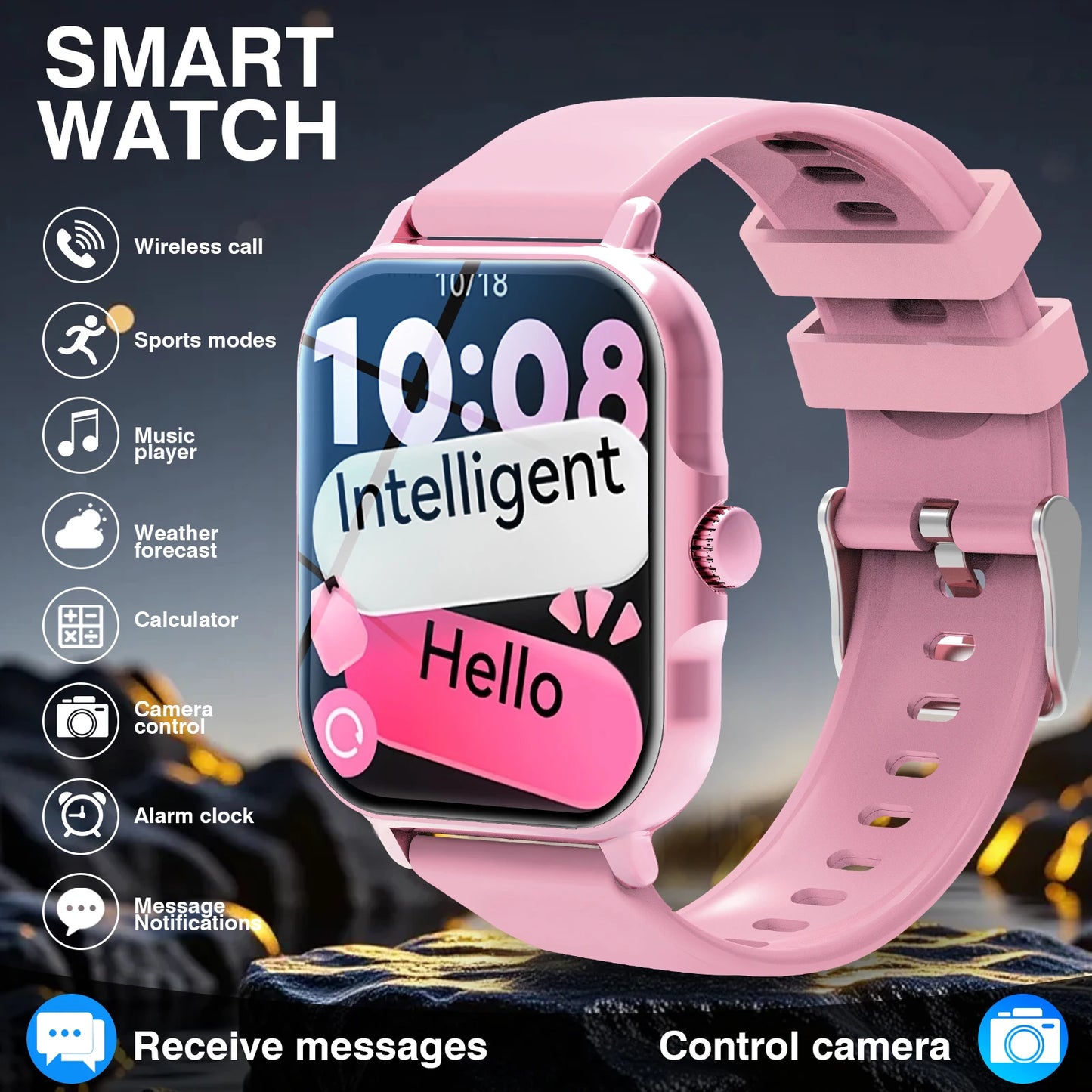 Smart Watch,Unisex Fitness Tracker ,Wireless Calling, Music Play,Weather Forecast ,Alarm Clock,Call Alerts, for Android & Iphone