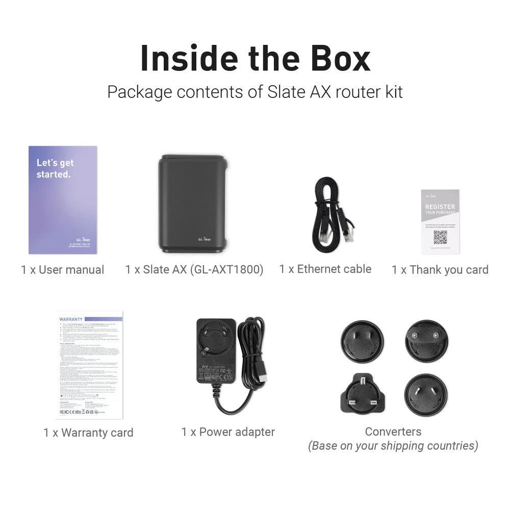 GL.iNet GL-AXT1800 (Slate AX) Travel Router, Pocket Wi-Fi 6 Wireless Internet Router, Portable VPN Routers WiFi for Travel, Public Computer Routers, Business, Moblie/RV/Cruise/Plane