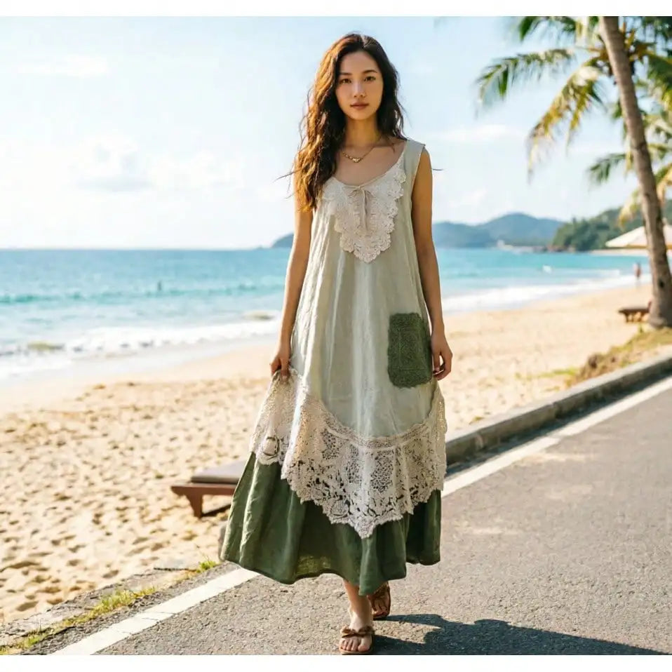 Plus Size Boho Floral Print Sleeveless Maxi Dress - Breathable Flowy A-Line Sundress For Summer Beach Vacation & Casual Wear, Comfortable All-Day Fit