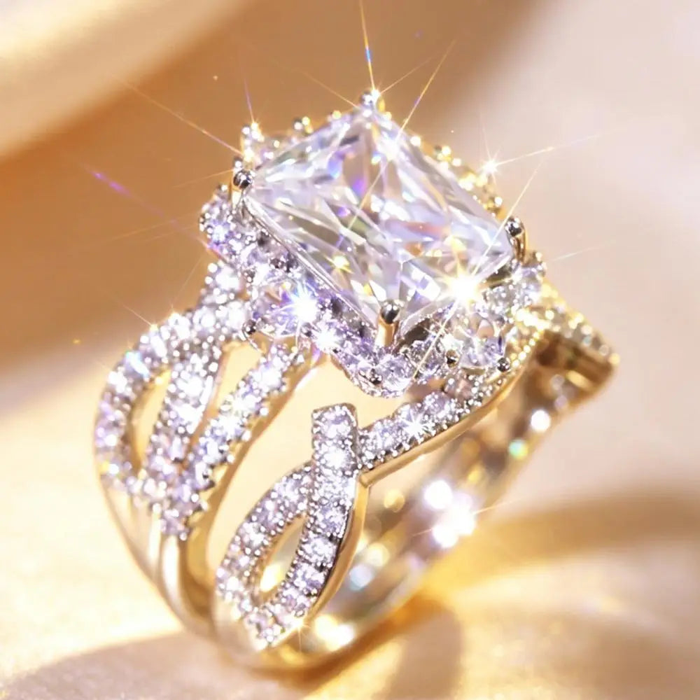 Luxury Bridal Stacking Ring Set CZ Ring Everyone Is Obsessed With Anniversary Gifts Daily Casual Jewelry  Engagement Ring Set Bridal Gold Plated Bridal Promise Rings Jewelry Gift  Statement Cocktail Finger Rings Birthday Vale