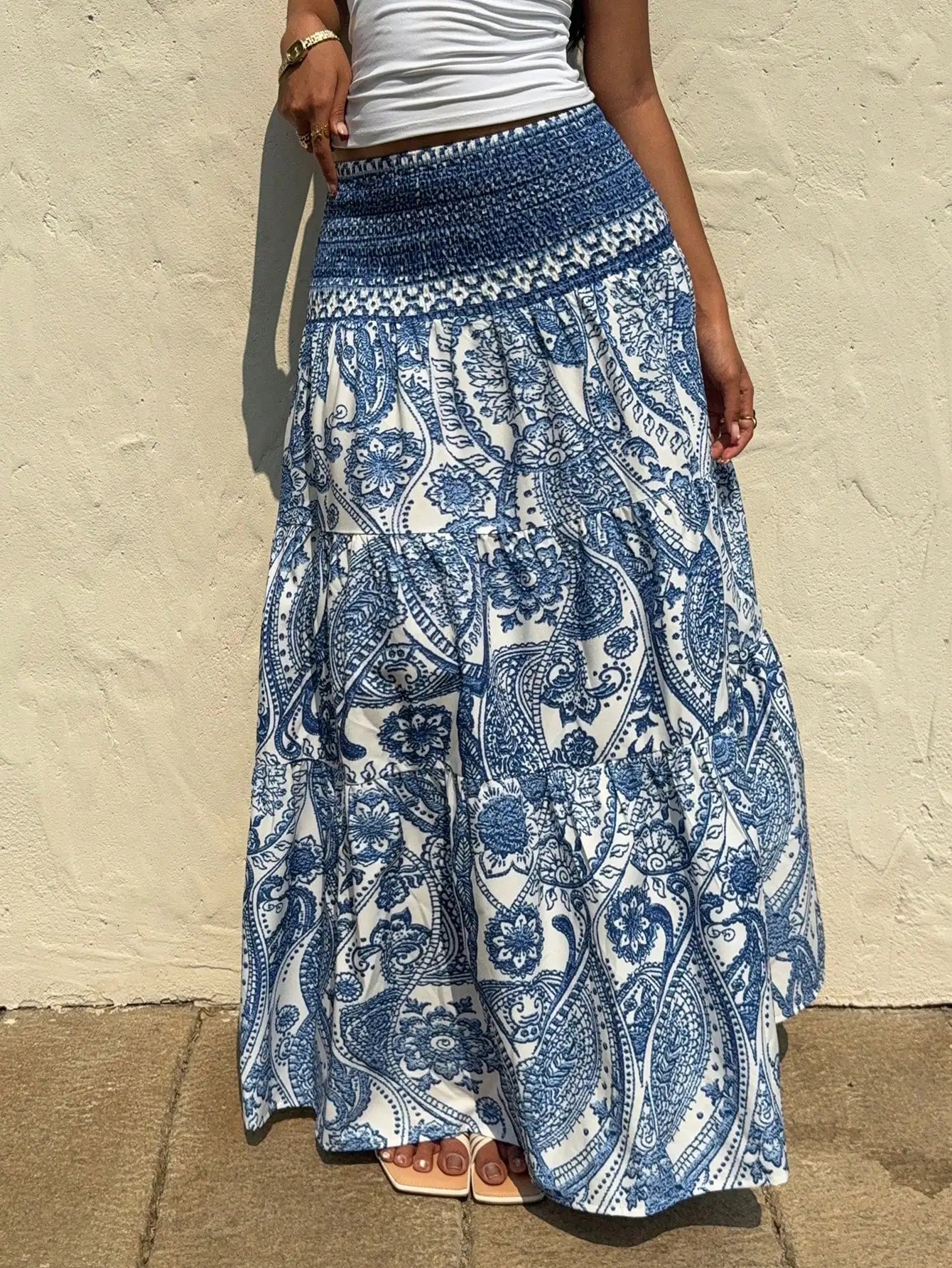 Sunnyshic Women's Bohemian Print Skirt, Casual Vacation & Daily Wear, Spring/Summer