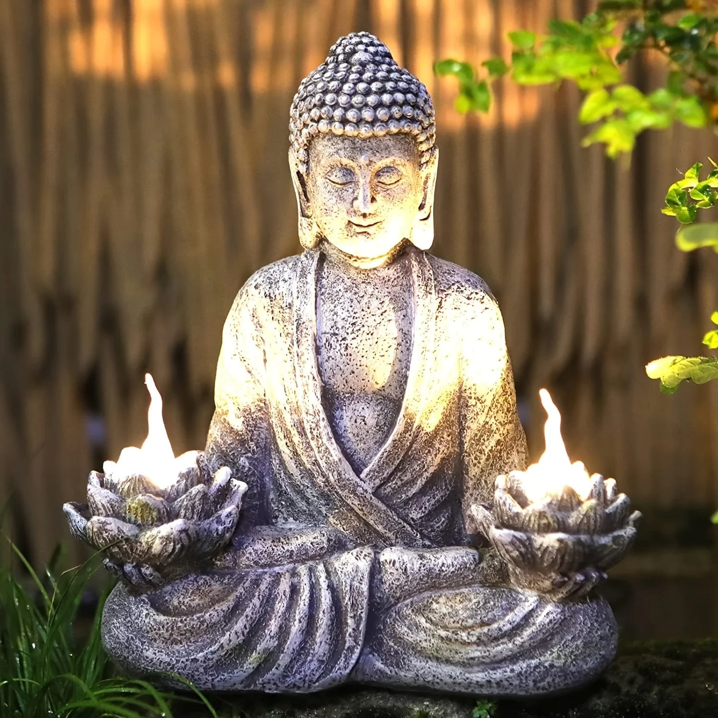 Solar Statue Outdoor Lights, Outdoor Solar Zen garden statue decoration, Solar Sitting Statue Sculpture Light Zen lotus Garden D