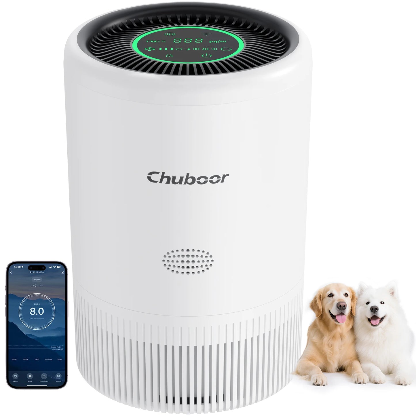Chuboor Air Purifier Quiet Air Cleaner with High-Efficiency Filtration,H13 HEPA Removes Smoke, Dust, Pollen, Pet Hair