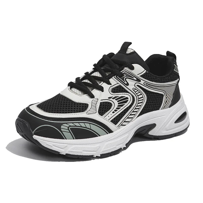 Women Platform Chunky Sneakers Trendy Color Block Breathable Casual Shoes Comfortable Height Increasing Walking Trainers