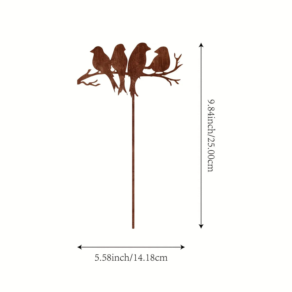 Rusty Metal Bird Garden Stake – Decorative Outdoor Decor – For Garden Patio Balcony Planter – Holiday Gift