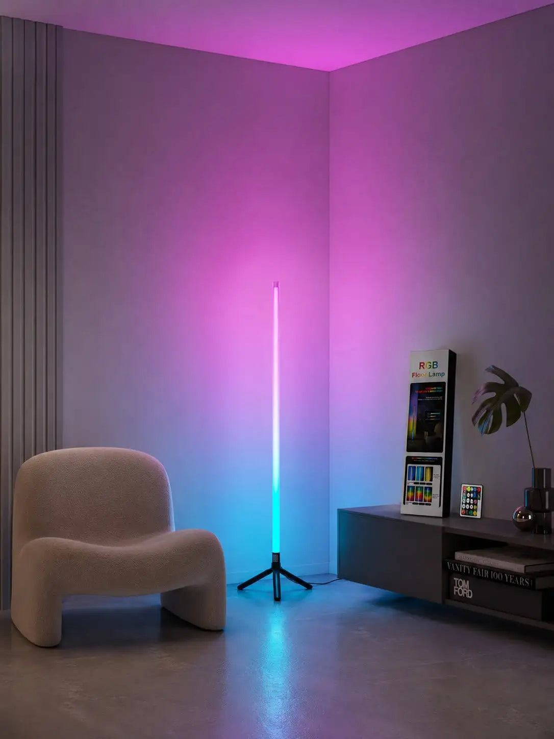 1pc LED RGB Mood Floor Lamp With Remote, Standing Light For Bedroom, Game Room And Home Party Decor