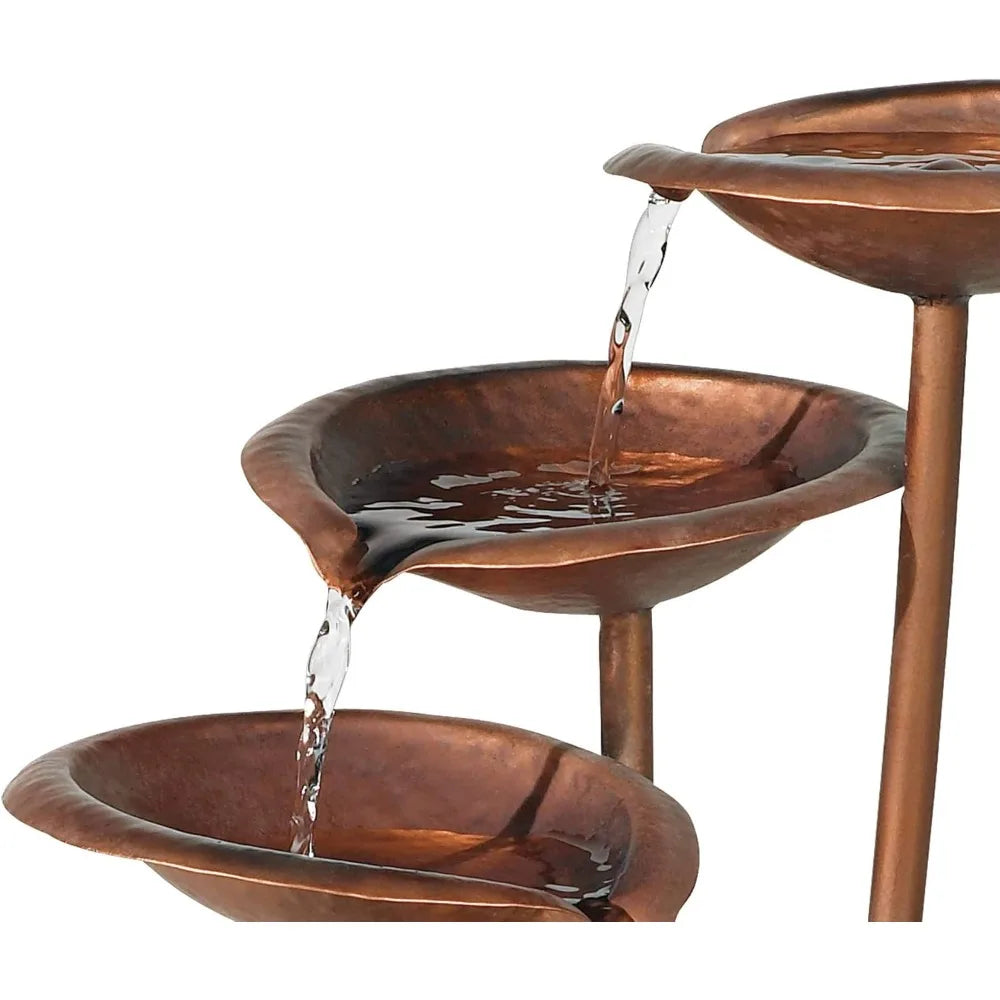 Ashton Water, Lilies and Cat Tails 33 High Large Asian Indoor Outdoor Decor Resin Floor Fountain Standing Waterfall Tiered Water