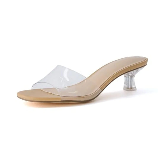 Doral Kitten Heels for Women, Slip-On Open Toe Dress Sandals with Cushioned Footbed