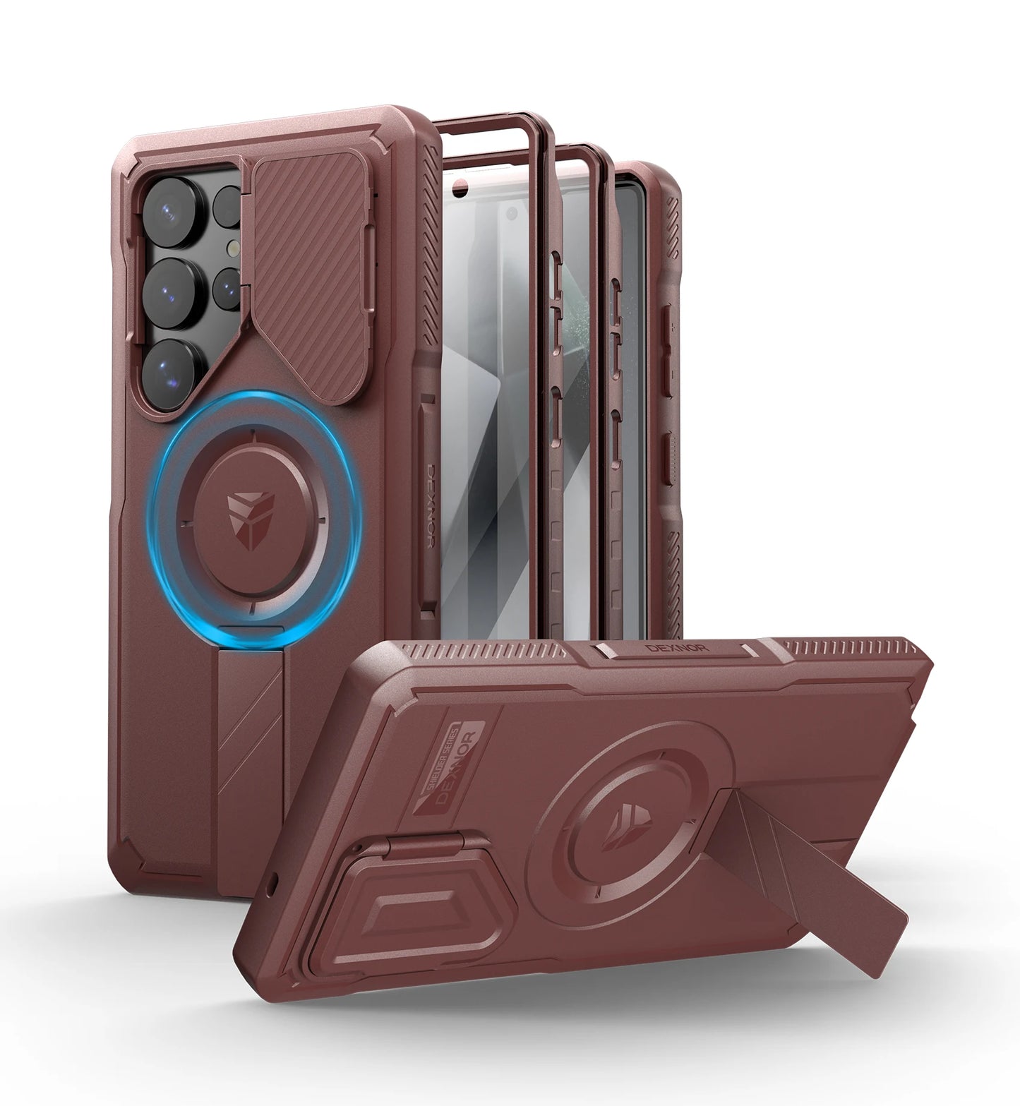 Dexnor For Samsung Galaxy S25 Ultra Case Rugged Shockproof with Sliding Camera Cover Built-in Screen Protector Kickstand