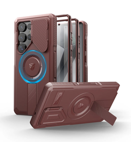 Dexnor For Samsung Galaxy S25 Ultra Case Rugged Shockproof with Sliding Camera Cover Built-in Screen Protector Kickstand