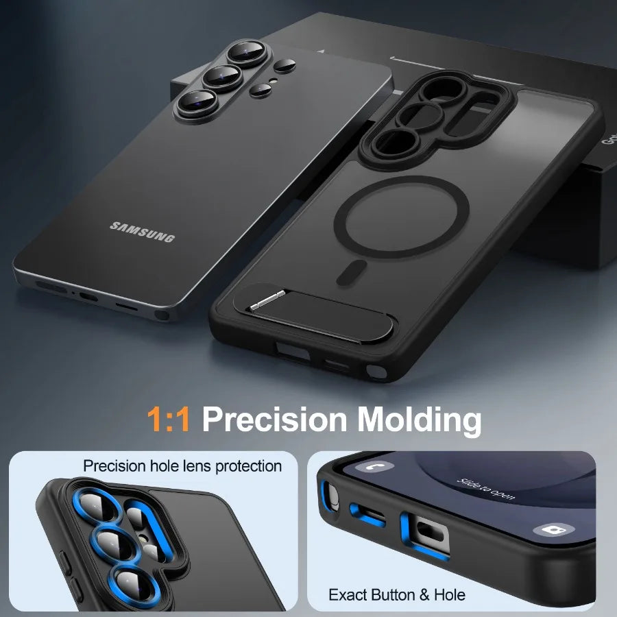 Magnetic for Samsung Galaxy S26 Ultra Case, [Compatible with MagSafe][Full Camera Protection][Built-in Invisible Kickstand] Tra