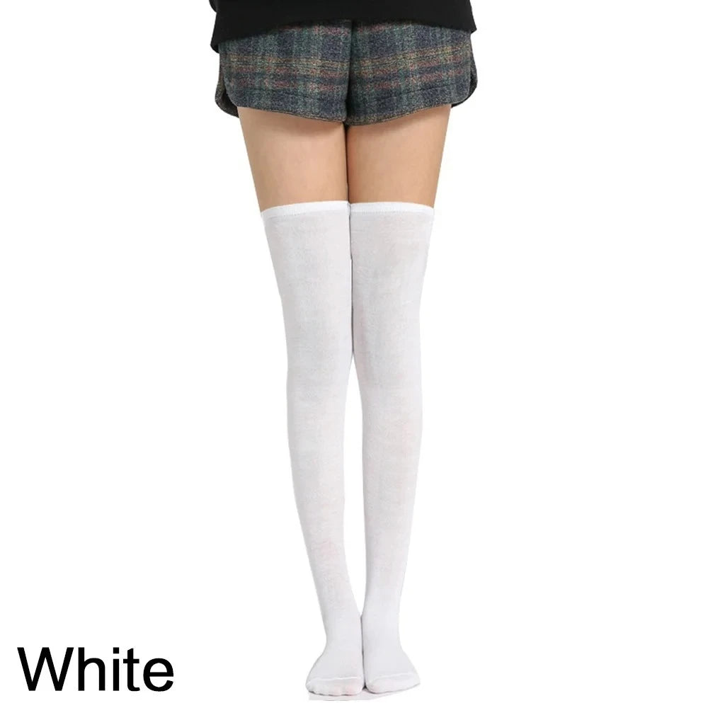 Women Over Knee Socks Solid Color Fashion Thigh High Socks Warm Elastic Leg Warmers 5Colors Optional for Daily JK Lolita Outfits