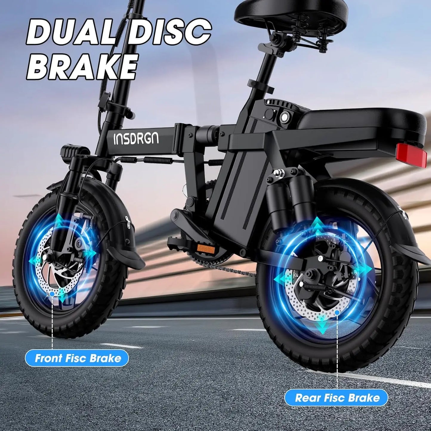 Electric Bike for Adults and Teens,14" Folding Adult E Bike with 650W Peak Motor,20MPH,28Miles Range,Advanced 9-Point Suspension