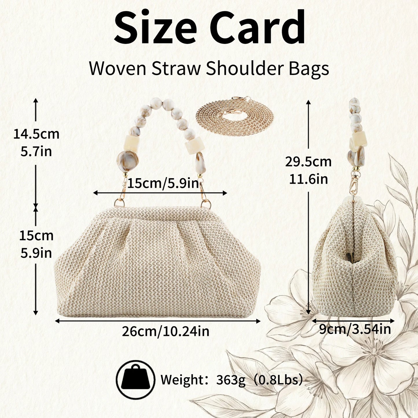 2026 New Women Straw Woven Bags Chain Strap Straw Clutch Purse Large Capacity Stylish Handheld Crossbody Bag Totes for Summer Beach Holiday