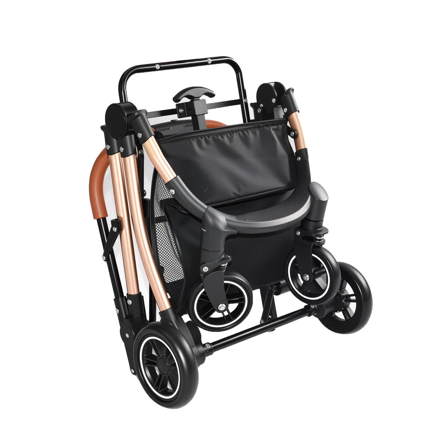 Pet Stroller for Dogs and Cats 2-in-1 Detachable Foldable 4 Wheels Pet Stroller Quick One-Hand Fold Storage Basket Detachable Carry Basket with Sun Canopy