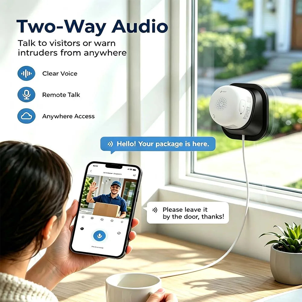 2K Window Camera WiFi Indoor Cameras For Home Security Full Color Night Vision Two-Way Audio Motion Detection