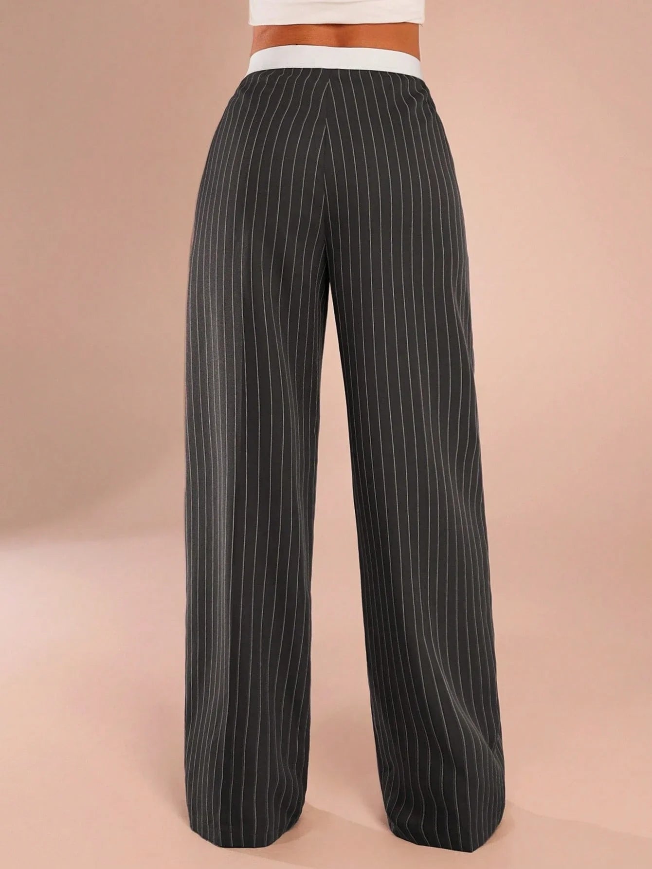 Wide Leg Pinstripe Trousers For Women Casual Office Party