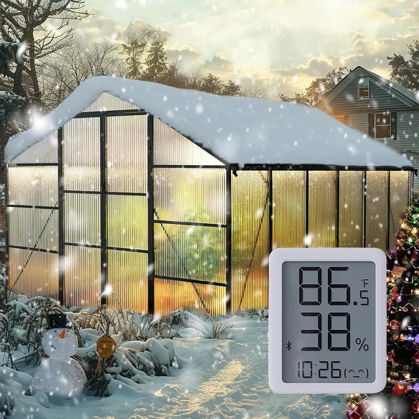 Greenhouse Walk In Large Outside Backyard Garden Aluminum Frame Electronic Thermometers Heavy Duty Wind Snow