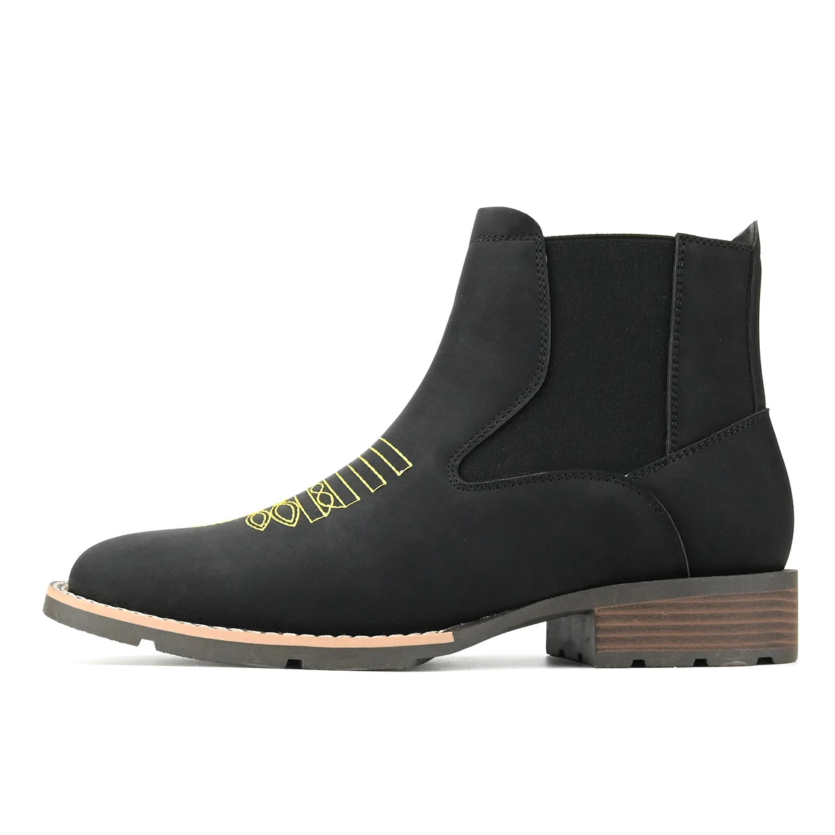 Men's Embroidery Boots With Golden Stitches Wear Ankle Boots Casual British Style Casual Shoes With Golden Stitches Decorated Wi