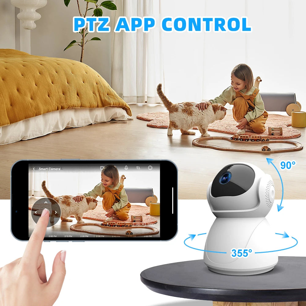 5G Dual Band WiFi Security Camera 1080P HD Indoor PTZ IP Camera 355° Pan 90° Tilt Baby Monitor Two Way Audio Motion Detection Night Vision AP Hotspot Wireless Surveillance Camera