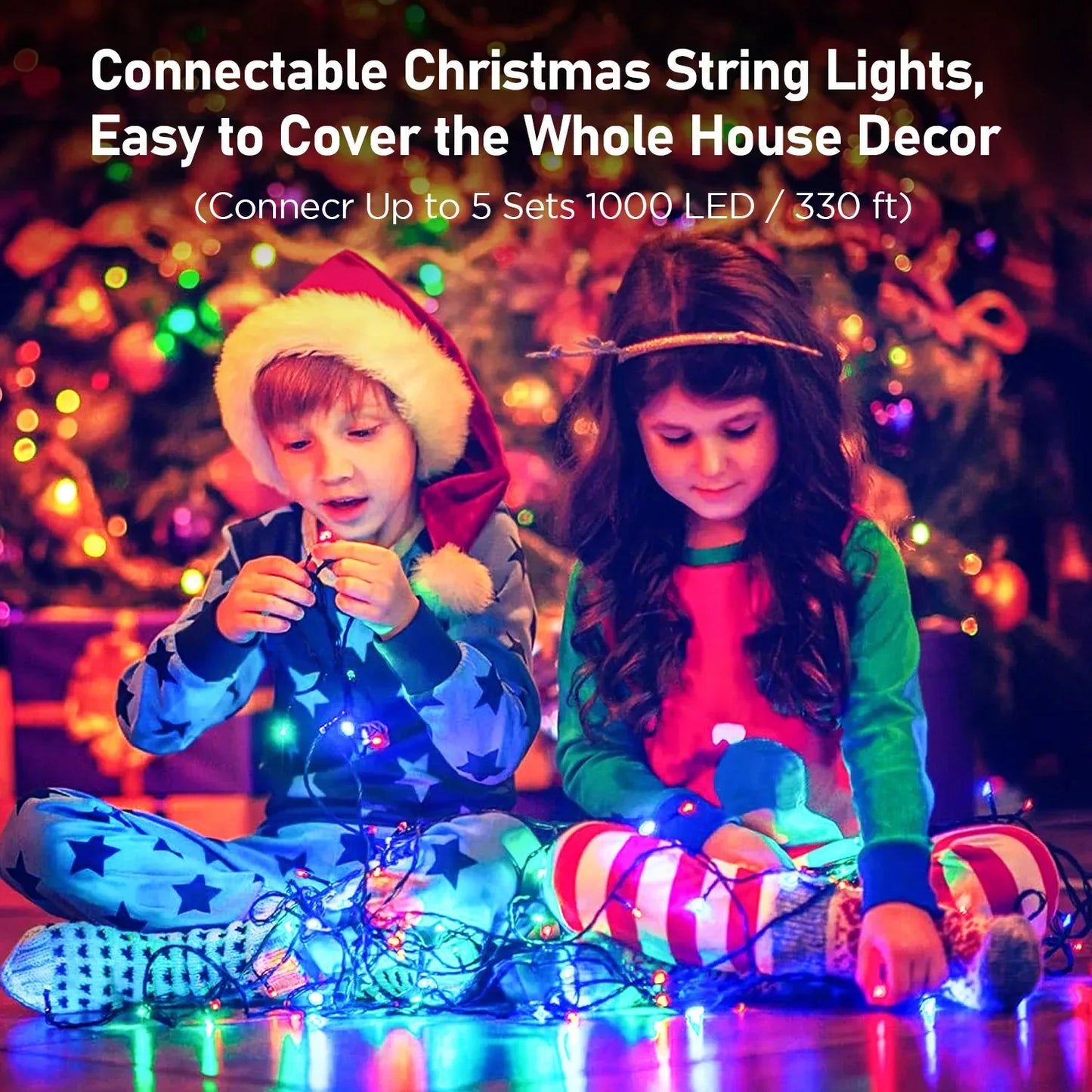 200 LEDs 66ft Multicolor Christmas Tree Lights, LED Christmas Light String, 8 Fairy Light Modes with Memory Timer Function
