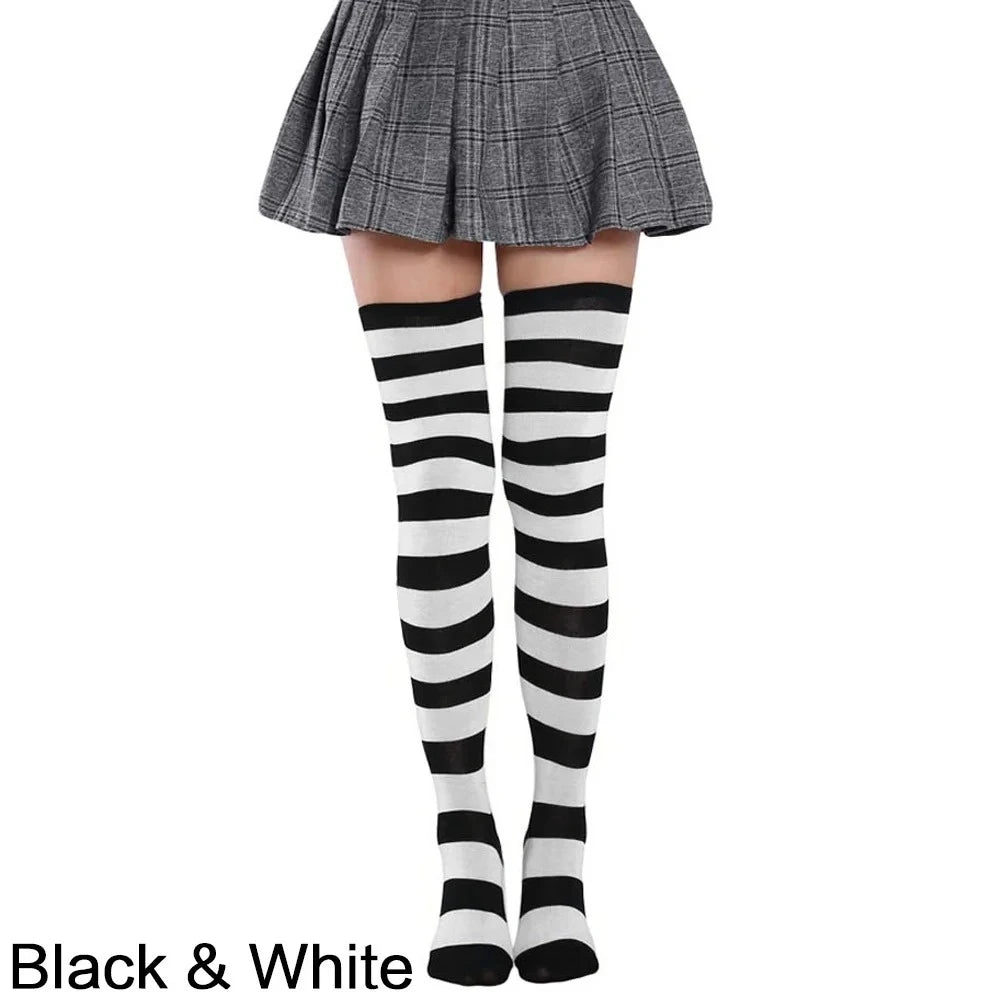 Women Over Knee Socks Solid Color Fashion Thigh High Socks Warm Elastic Leg Warmers 5Colors Optional for Daily JK Lolita Outfits