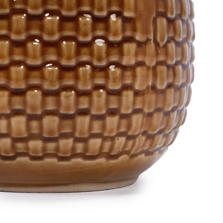 3 Pack Ceramic Plant Pots Planter for Indoor Outdoor Patio Garden Dark Brown